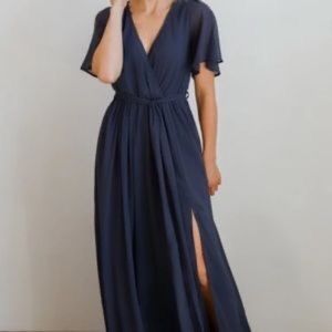 Baltic Born Katy Ruffle Maxi Dress Bridesmaid Chiffon Hi-Low Faux Wrap S
